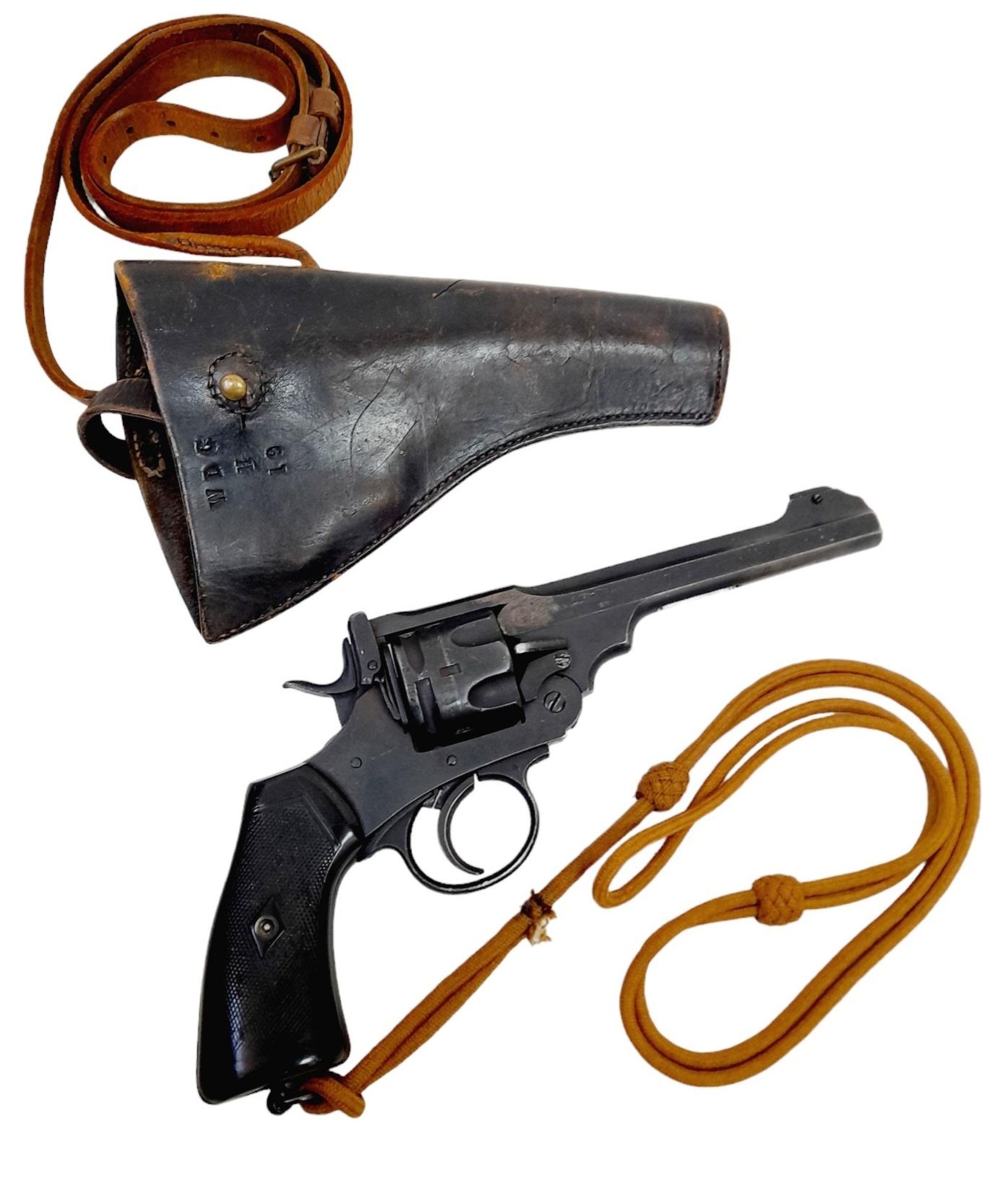 A Deactivated Webley Mark IV Revolver with Leather Holster. The British army adopted the mark IV - Bild 7 aus 7