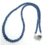 A 115ctw Blue Sapphire Small Rondelle Single Strand Necklace - with Sapphire and 925 Silver clasp.