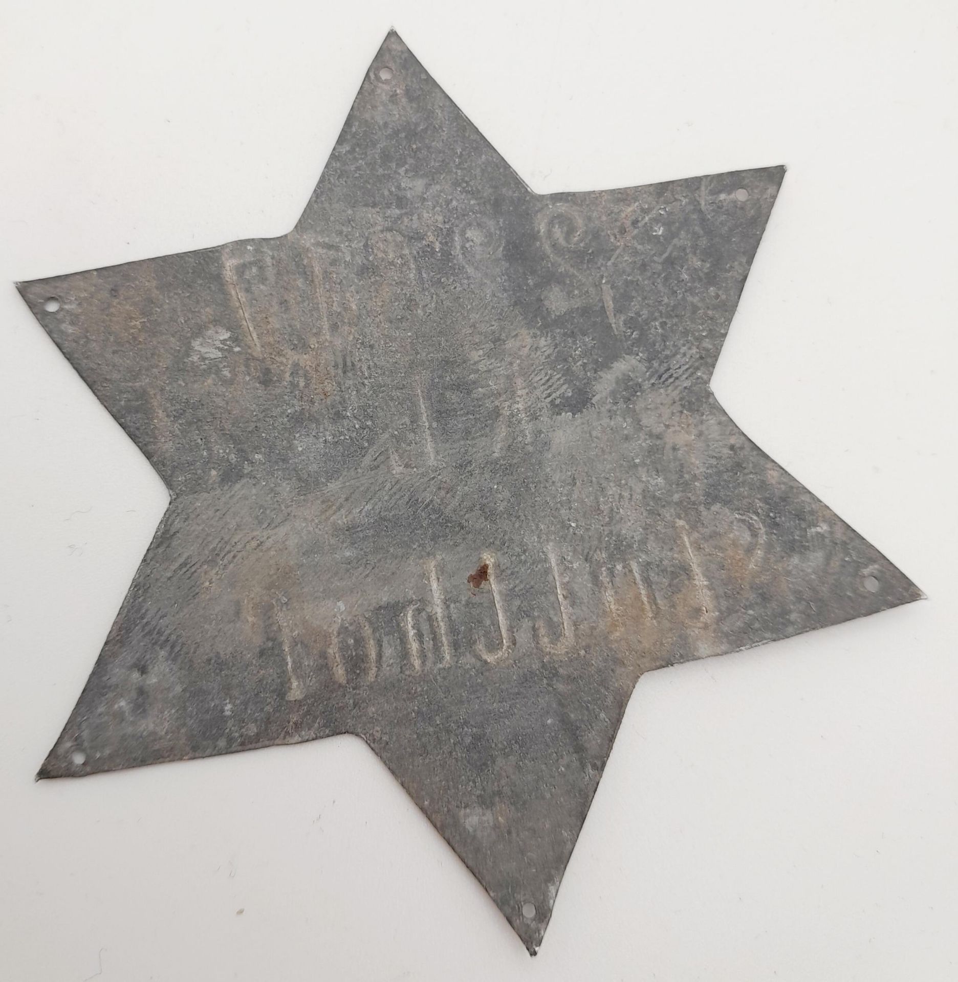 WW2 Polish Jewish Ghetto Police Badge for Stutthof. A metal star that would have been sewn onto an - Bild 2 aus 3