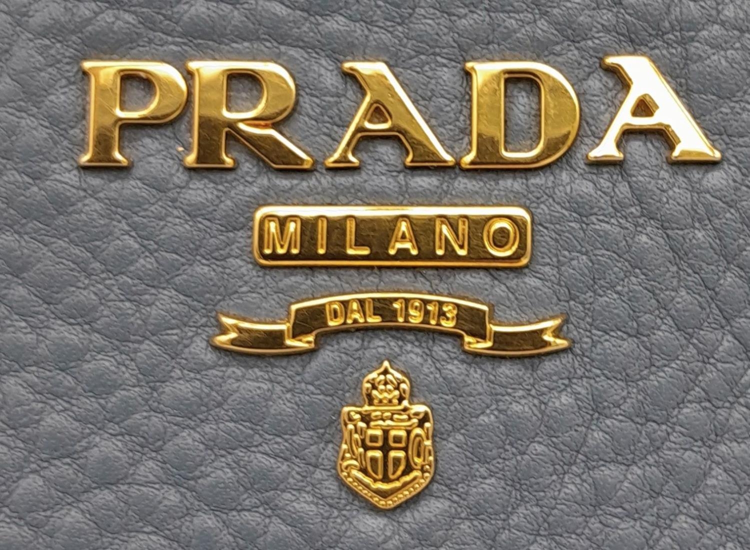 A Prada Marine Blue Vitello Daino Shoulder Bag. Leather exterior with gold-toned hardware, - Image 5 of 8
