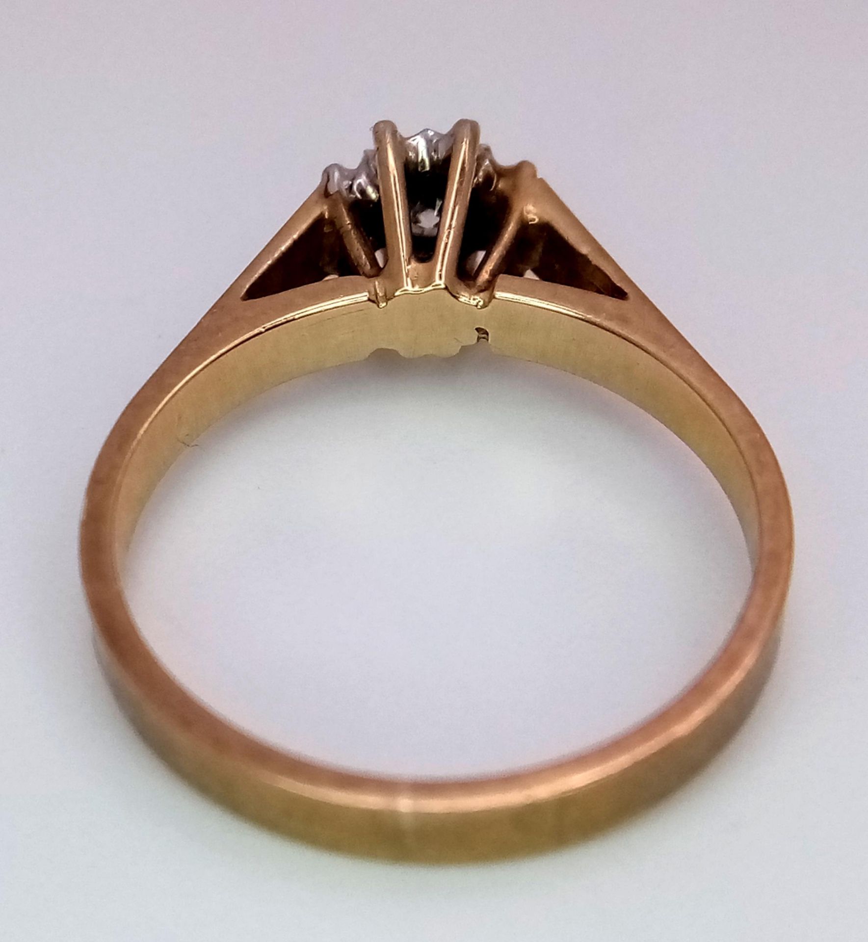A 9K Yellow Gold Diamond Solitaire Ring. 0.15ct. Size K. 1.9g total weight. - Image 5 of 6