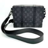 A Louis Vuitton Black Eclipse Trunk Messenger Bag. Monogramed canvas exterior with black-toned