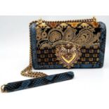 A Dolce & Gabbana Multi-Colour Devotion Patchwork Bag. Leather, textile and python exterior with