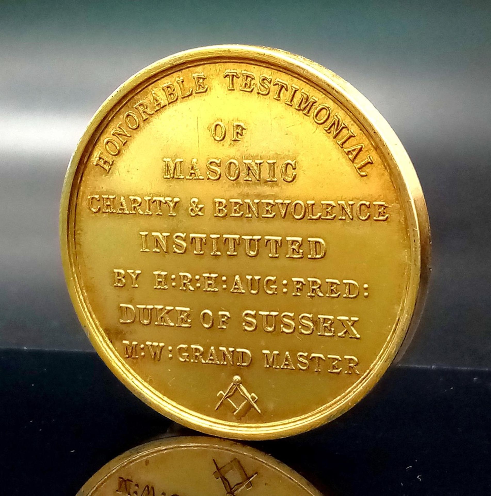 A Gold Plated Masonic Medal/Medallion - 35mm diameter.