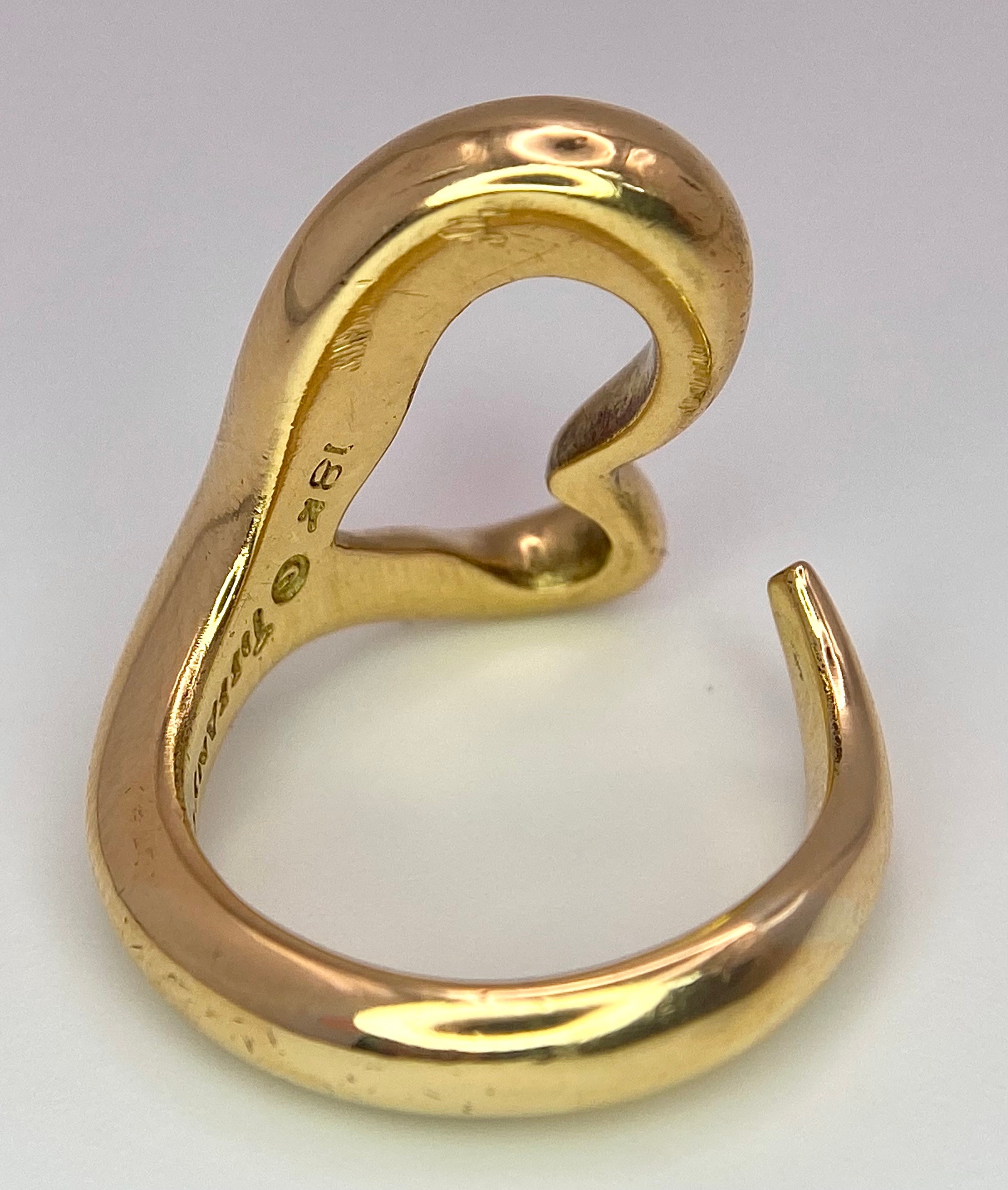 A 18K YELLOW GOLD TIFFANY & CO ELSA PERETTI HEART RING 10.1G SIZE H 1/2 SC 9062 - Image 5 of 8