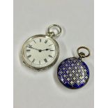 An Antique ladies silver and Enamel pocket watches as found .