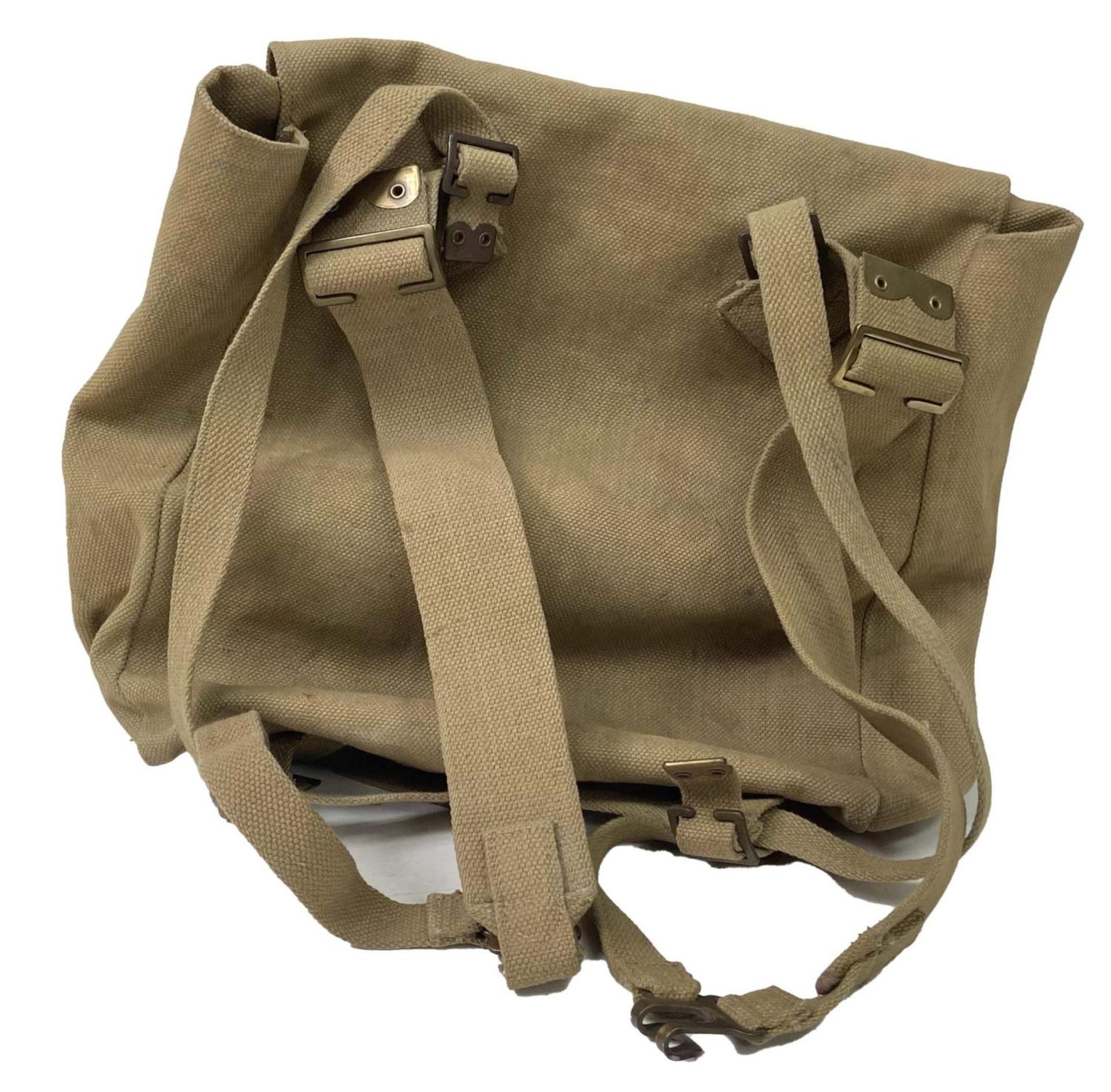 A British Army 1937 pattern webbing large pack, complete with ‘L’ straps and extension straps. Dated - Image 2 of 6