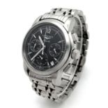 A Longine Quartz Chronograph Gents Watch. Stainless steel bracelet and case - 39mm. Black dial