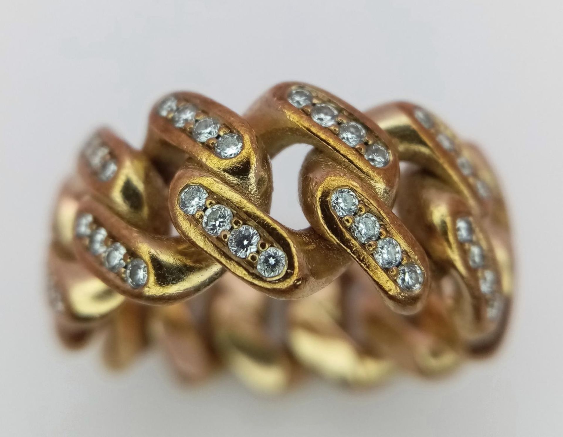 A 9K YELLOW GOLD DIAMOND SET LINK RING 1CT APPROX 12.1G SIZE N. SC 9095 - Bild 3 aus 5