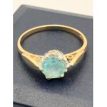 9 carat GOLD RING set with AQUAMARINE SOLITAIRE mounted to top. Complete with ring box. 1.74