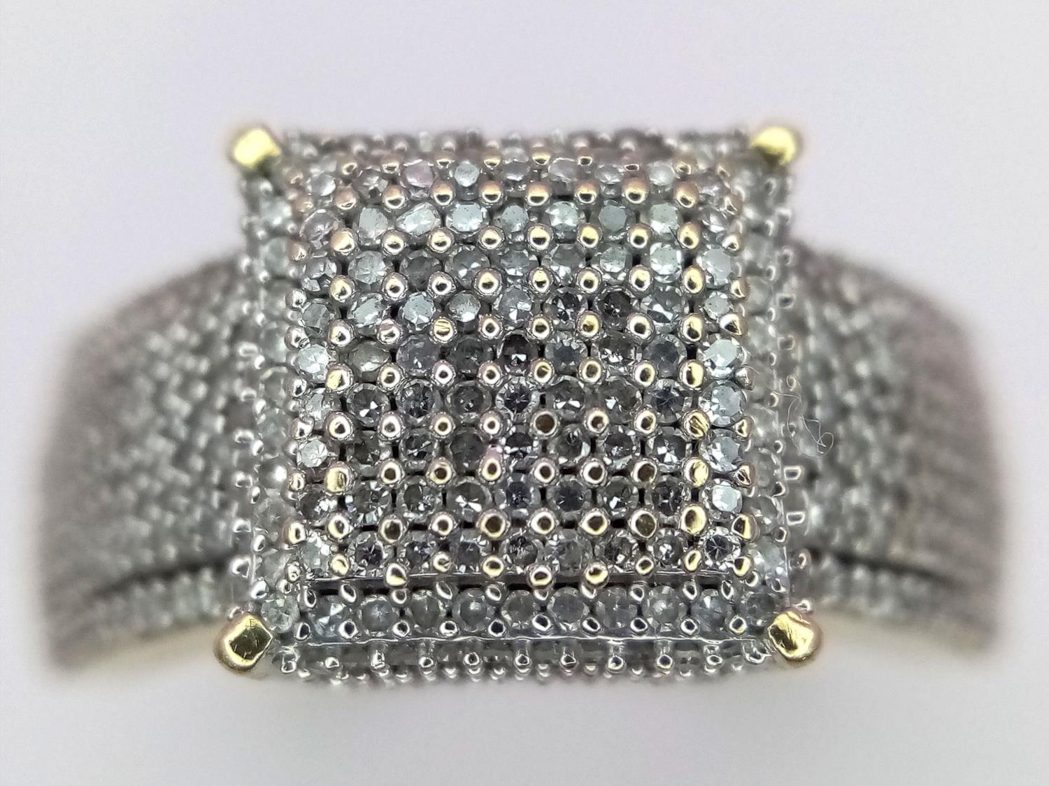 A 9ct Yellow Gold Pave Set Diamond Ring, over 2ct Diamonds, size P, 5.6g. ref: PWN3212 - Image 5 of 6