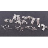 A LOT TO INCLUDE 8 PAIRS OF STERLING SILVER STUD EARRINGS ELEPHANTS, HEARTS, CROSS, LEAF, MUSIC