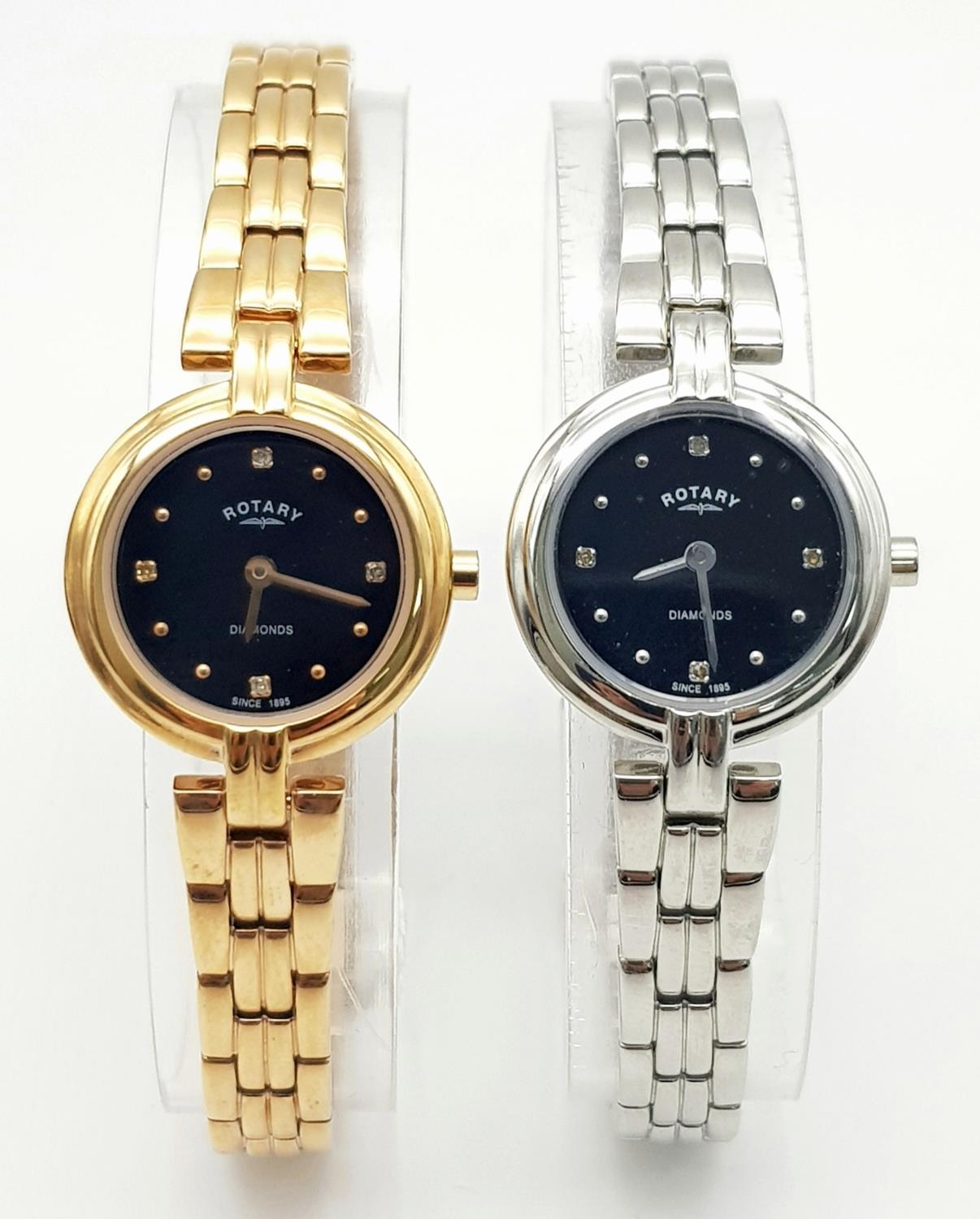 Two Rotary Quartz Ladies Watches. Both as new but both in need of a battery so as found. Original