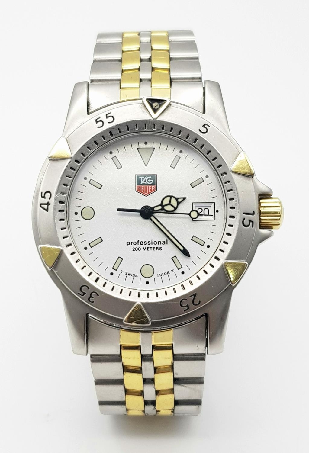 A Tag Heuer Professional Quartz Divers Watch. Two tone bracelet and case - 37mm, White dial with - Image 2 of 5