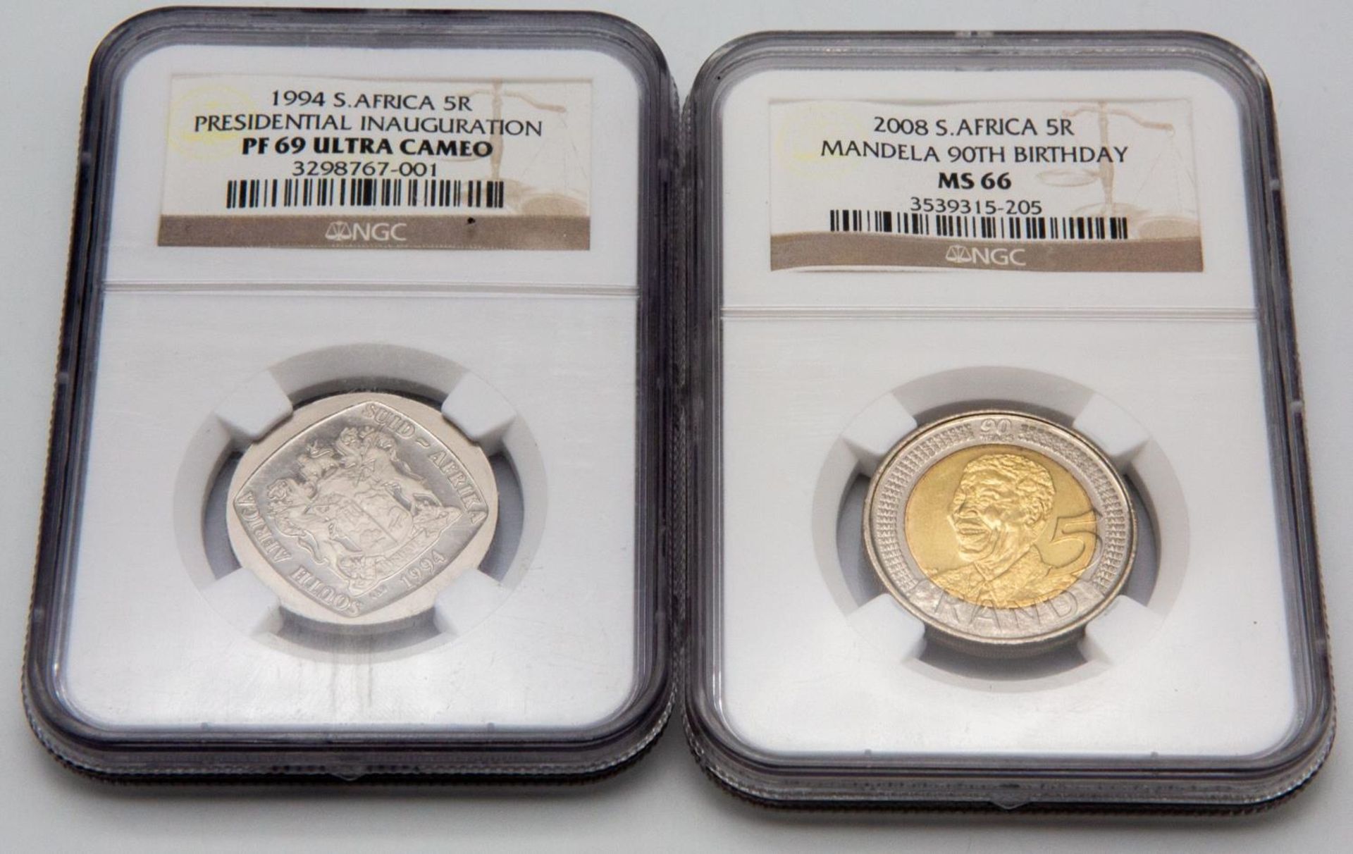 Two Commemorative NGC Sealed Proof Nelson Mandela Coins.