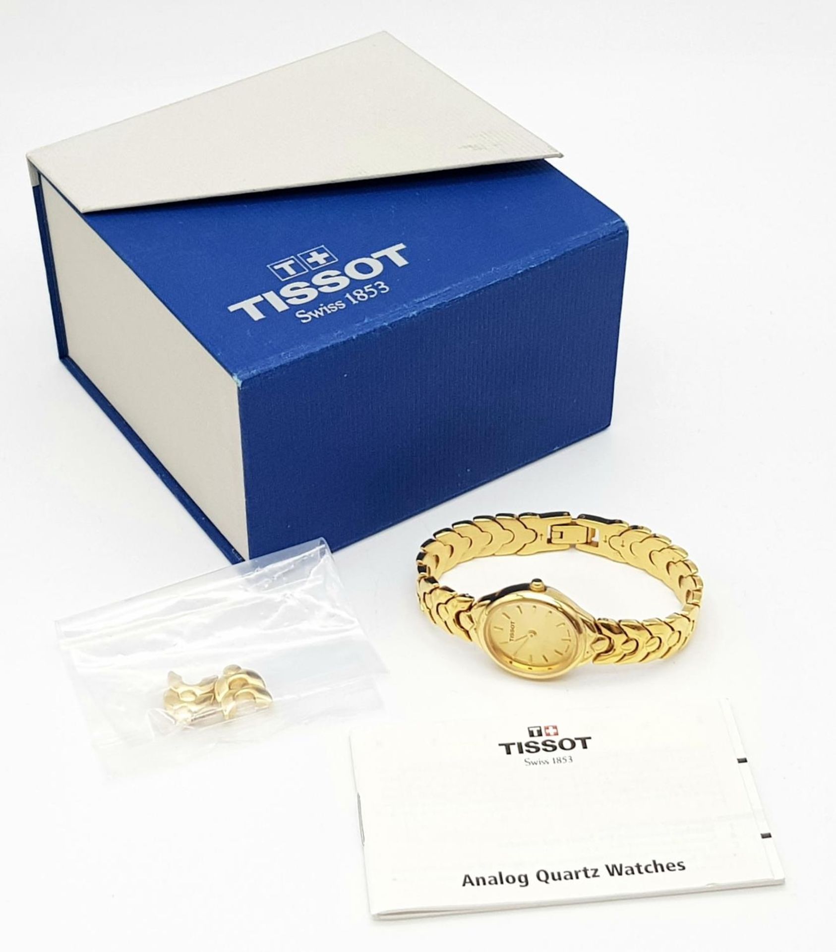 A Tissot Gold Plated Quartz Ladies Watch. Gilded bracelet and case - 21mm. Gold tone dial. In good - Image 6 of 6