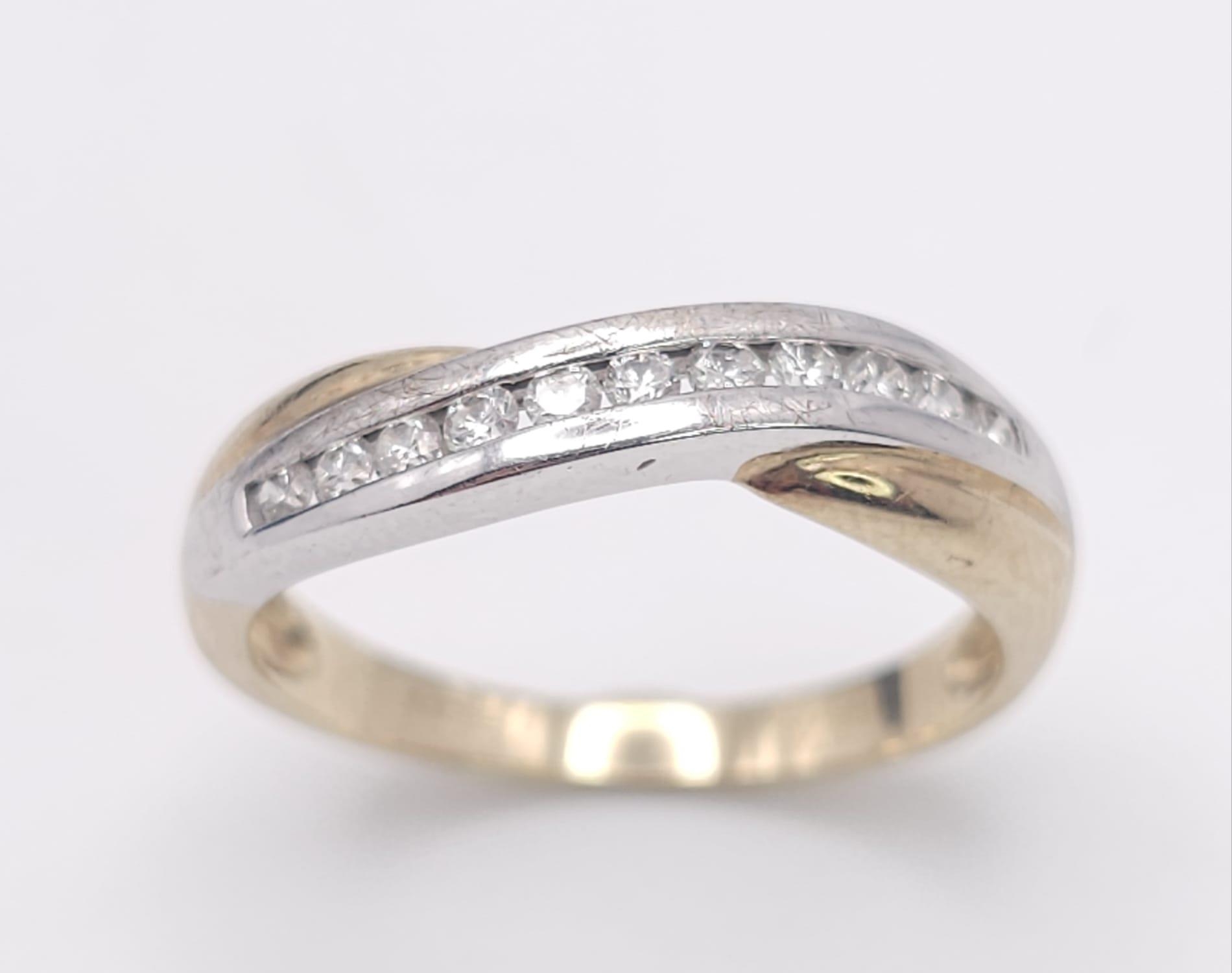 A 9K Yellow Gold and Diamond Half-Eternity Ring. 0.22ctw. 2.3g total weight. Size P. - Bild 2 aus 7