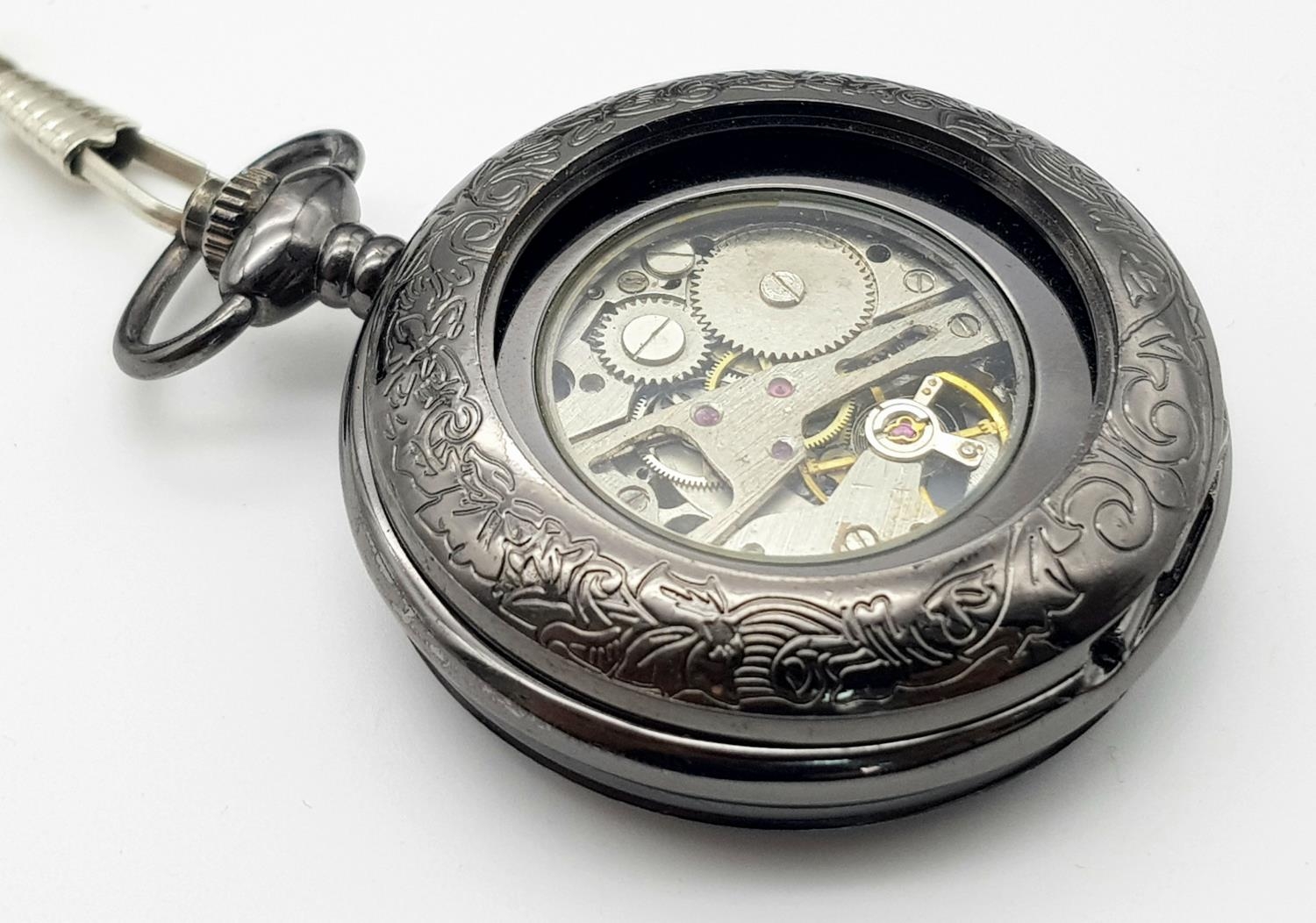 A Parcel of Two Men’s Dress Watches Comprising; 1) A Manual Wind Gun Metal Grey Pocket Watch by - Image 4 of 6