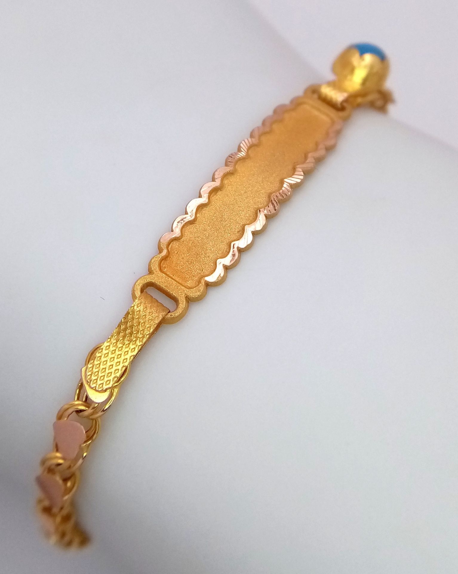 A Babies 14K Gold Identity Bracelet. 12cm. 1.6g - Bild 3 aus 5