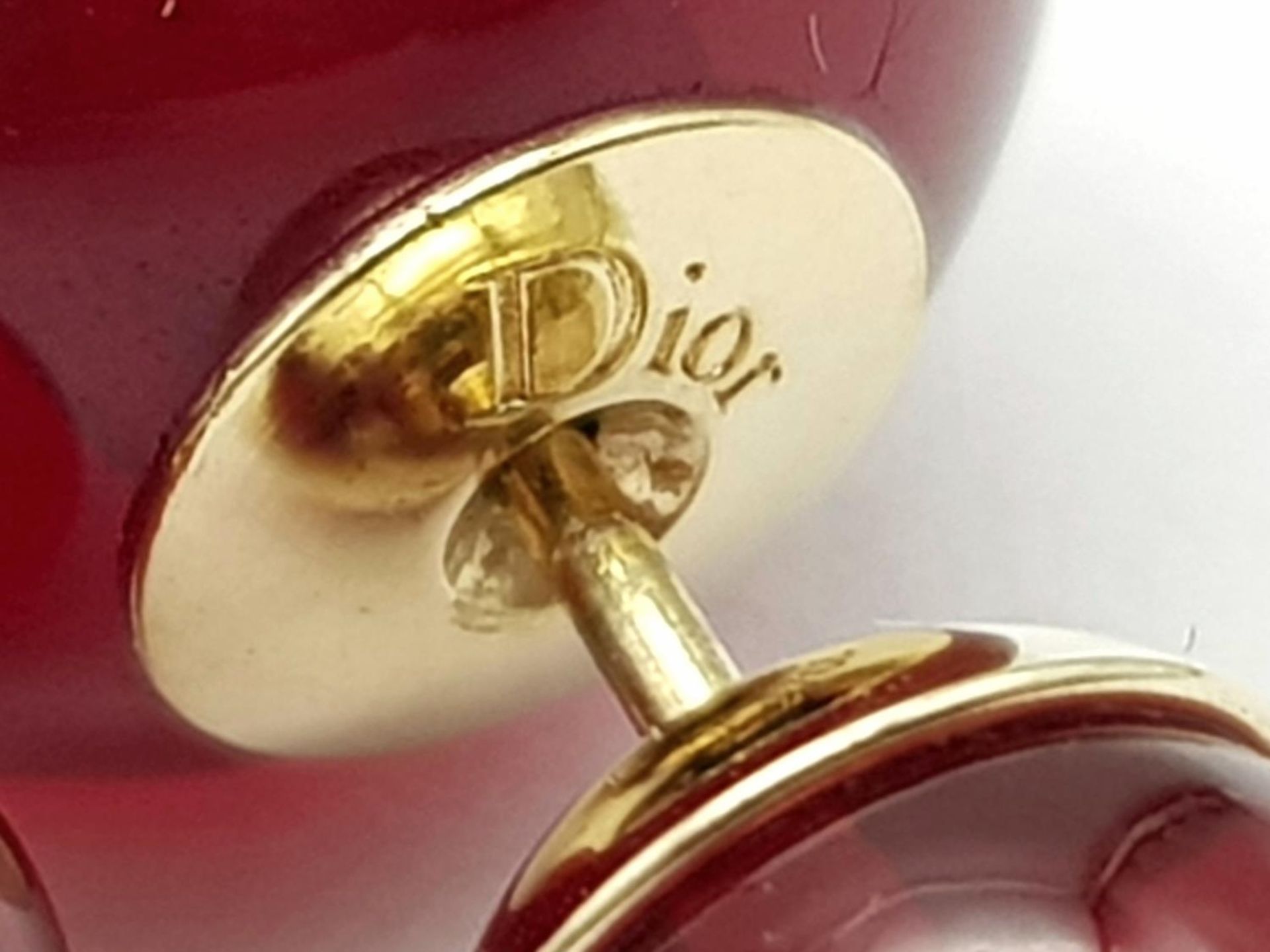A Pair of Dior Cherry Red Orb Earrings. Comes in Dior packaging. - Image 3 of 5