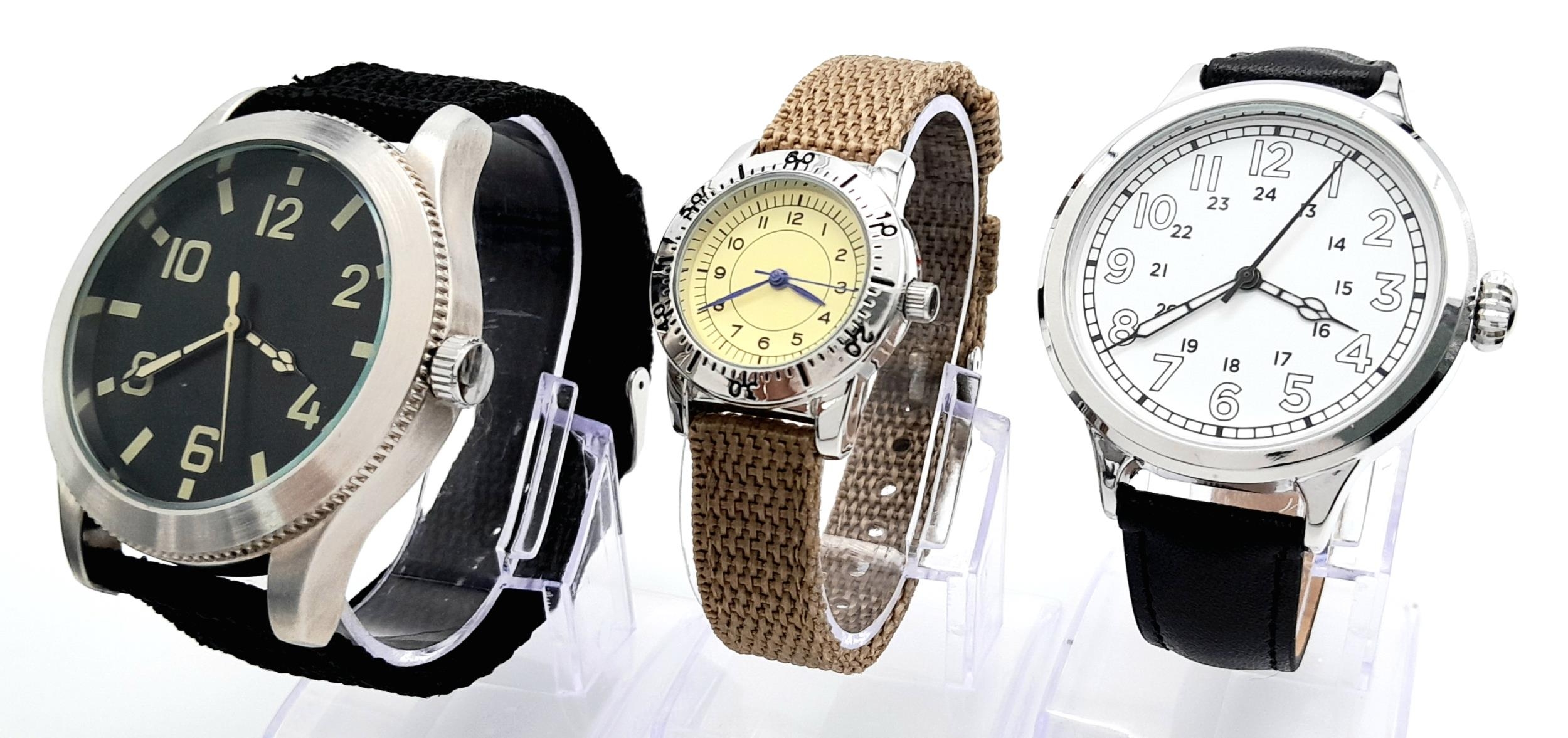 Three Unworn, Boxed with Instructions, Military Homage Watches Comprising; 1) A 1950’s Design - Image 2 of 6