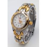 A Tag Heuer (1990s) Professional Quartz Ladies Watch. Two tone bracelet and case - 34mm. White