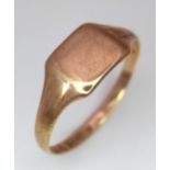 A Vintage 9K Yellow Gold Signet Ring. Size M. 1.4g weight.