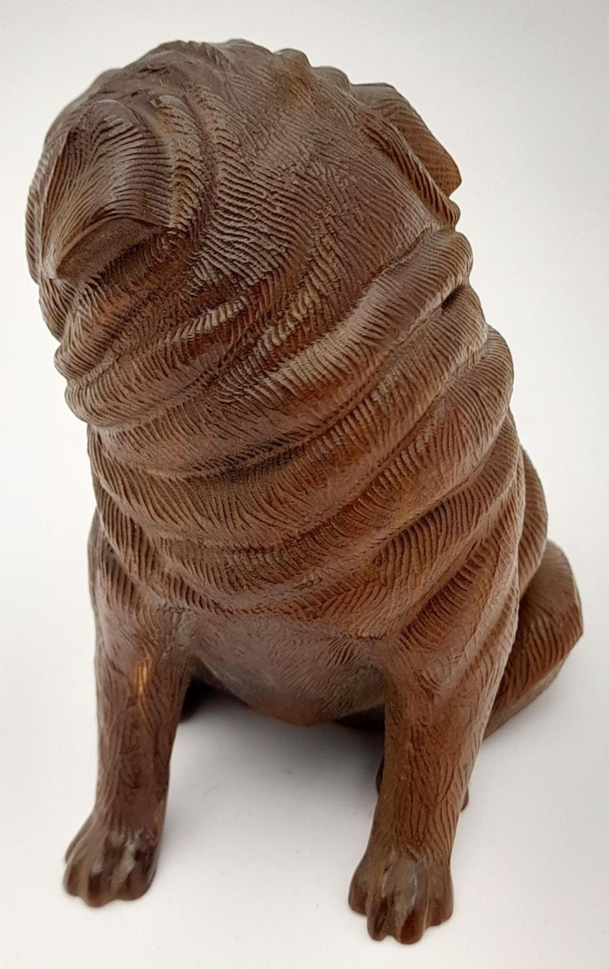 A very collectable, exquisitely hand carved on box wood Pug dog with amazing detail. Probably of - Image 2 of 6