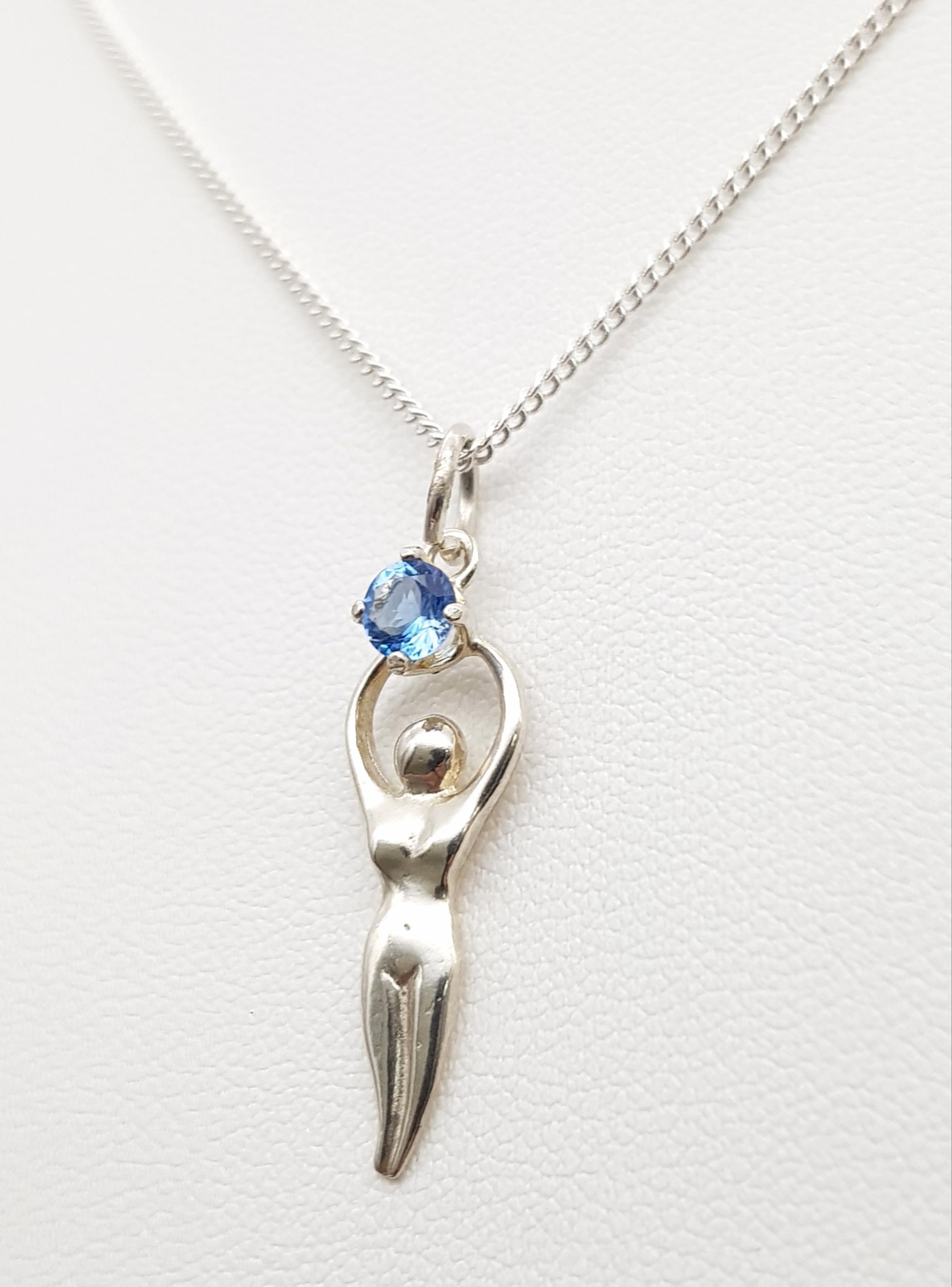 An Unworn Sterling Silver, Topaz Set, ‘Goddess’ Pendant Necklace. 44cm Length Chain, Pendant - Image 2 of 4