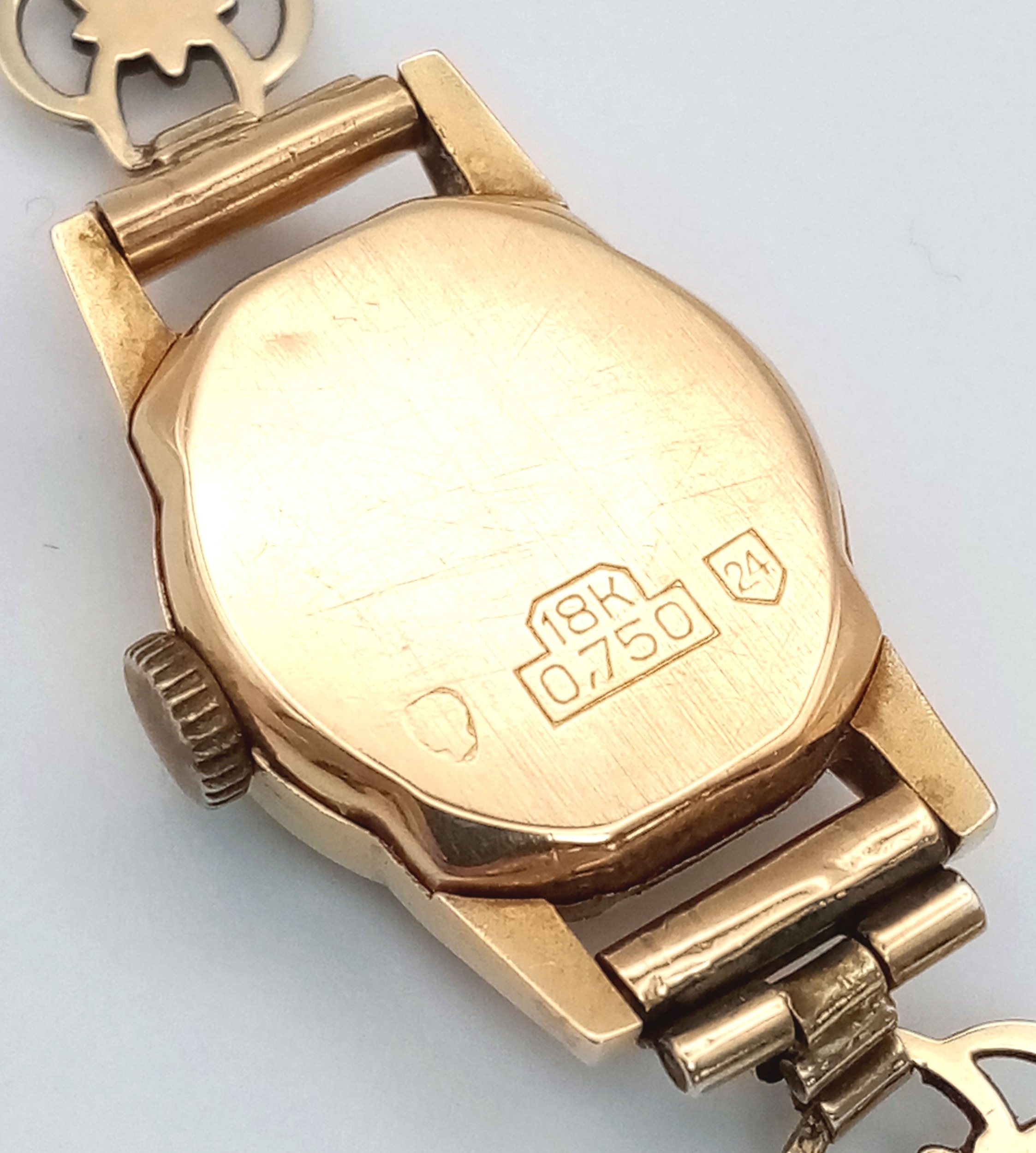 A 9 and 18K Gold Vintage Ladies Mechanical Mudu Watch. 9k gold bracelet. 18k gold case. Mechanical - Image 6 of 6