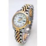 A Rolex Oyster Perpetual Datejust, Diamond Bi-Metal Ladies Watch. 18k gold and stainless steel