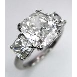 A Breathtaking 4.01ct GIA Certified Diamond Ring. A brilliant cushion cut 4.01ct central diamond