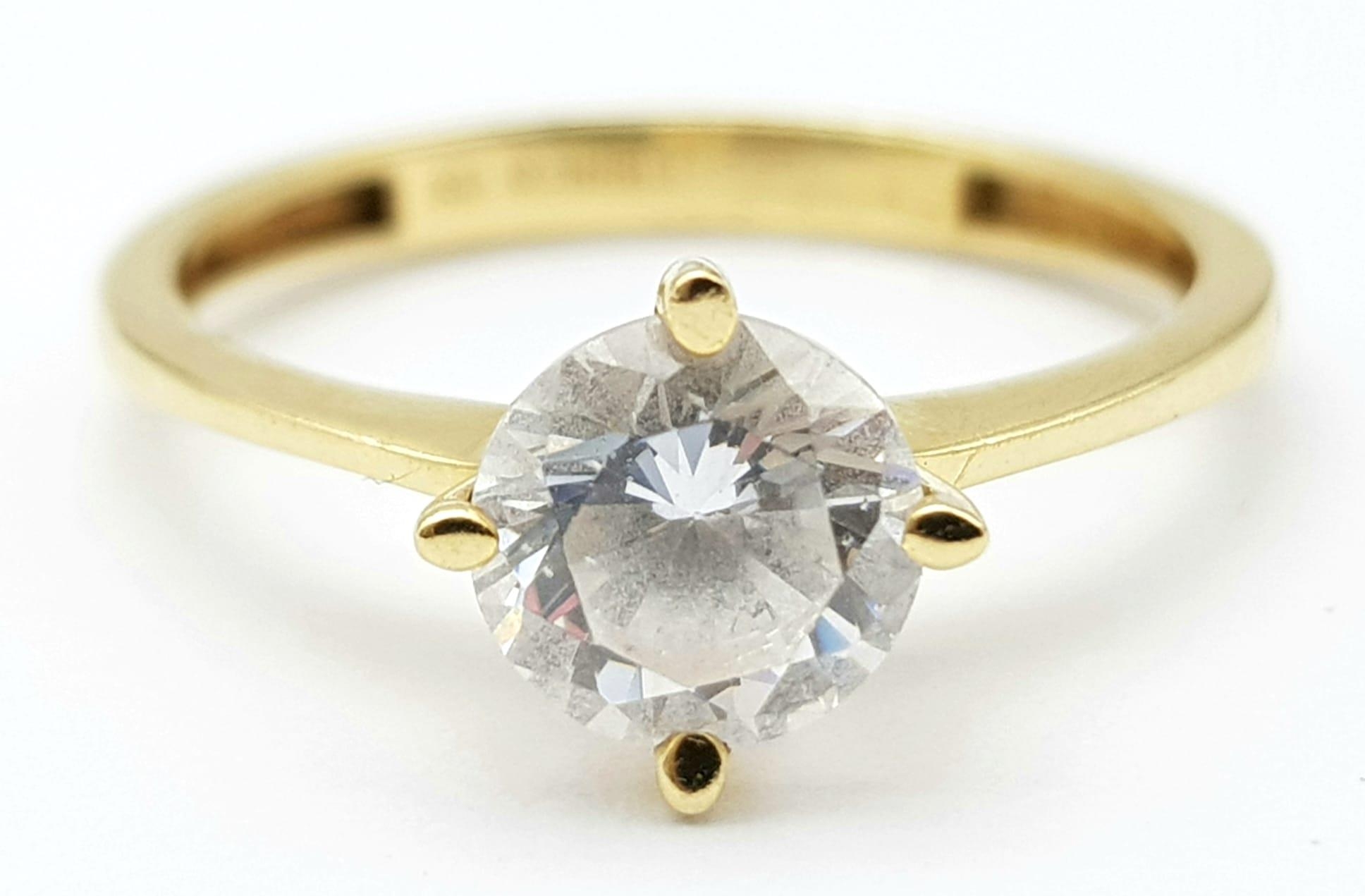 A 14K Yellow Gold Zircon Solitaire Ring PLUS a 14K White Gold Diamond Bracelet. Ring - 1ct - Image 3 of 7