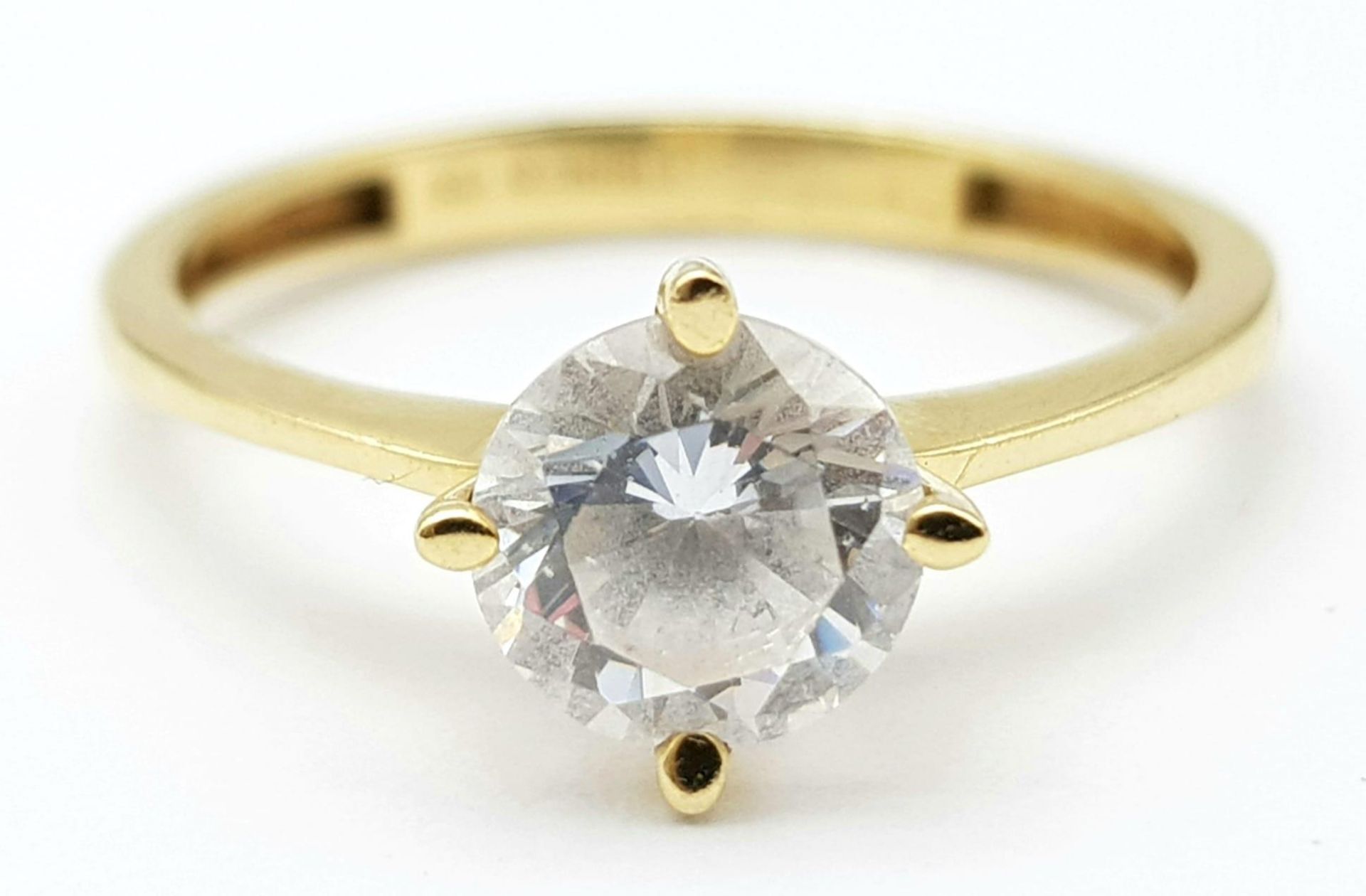 A 14K Yellow Gold Zircon Solitaire Ring PLUS a 14K White Gold Diamond Bracelet. Ring - 1ct - Bild 3 aus 7