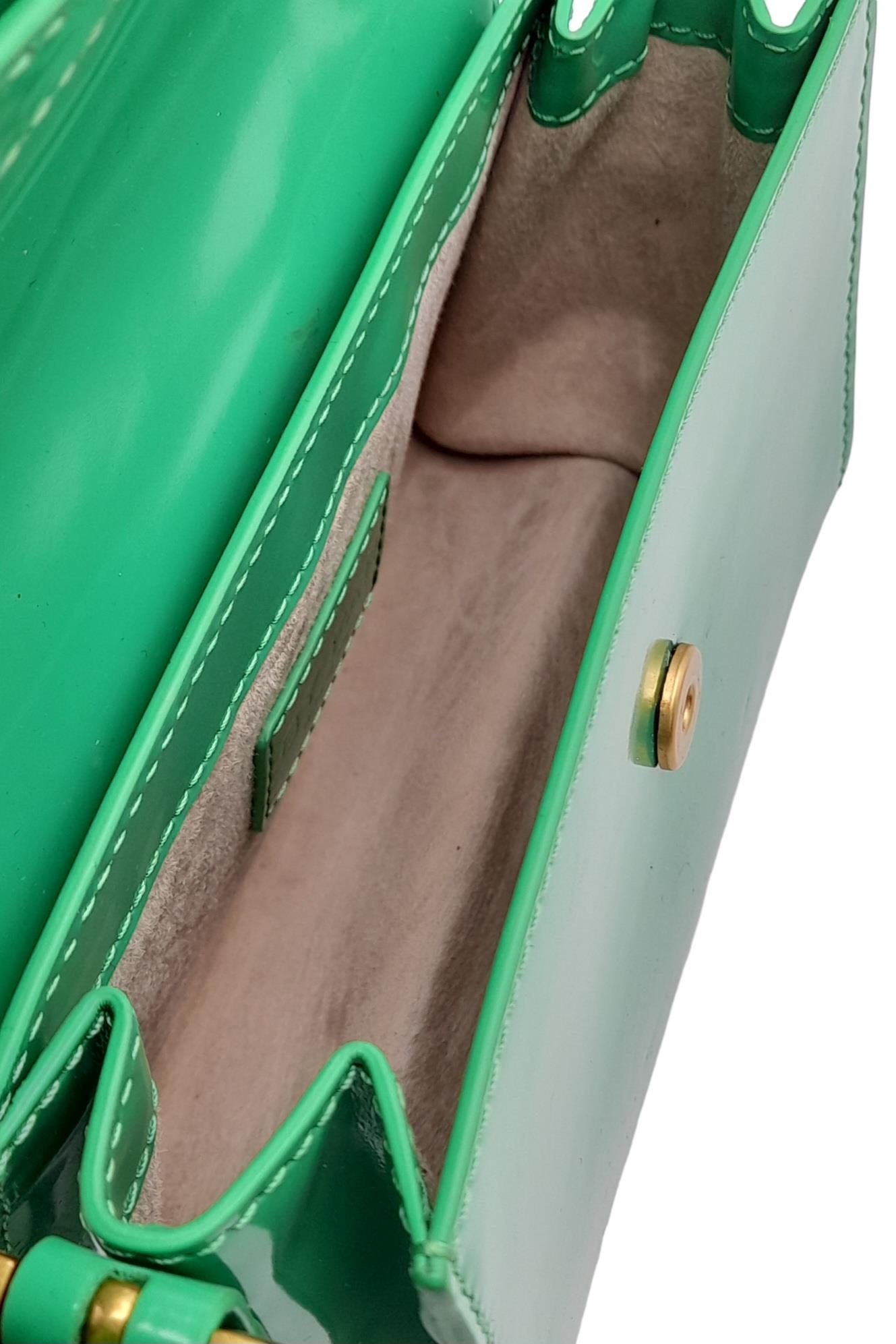 A By Far Patent Green Leather Hand/Shoulder Bag. Gilded hardware. Adjustable straps. In very good - Image 5 of 6