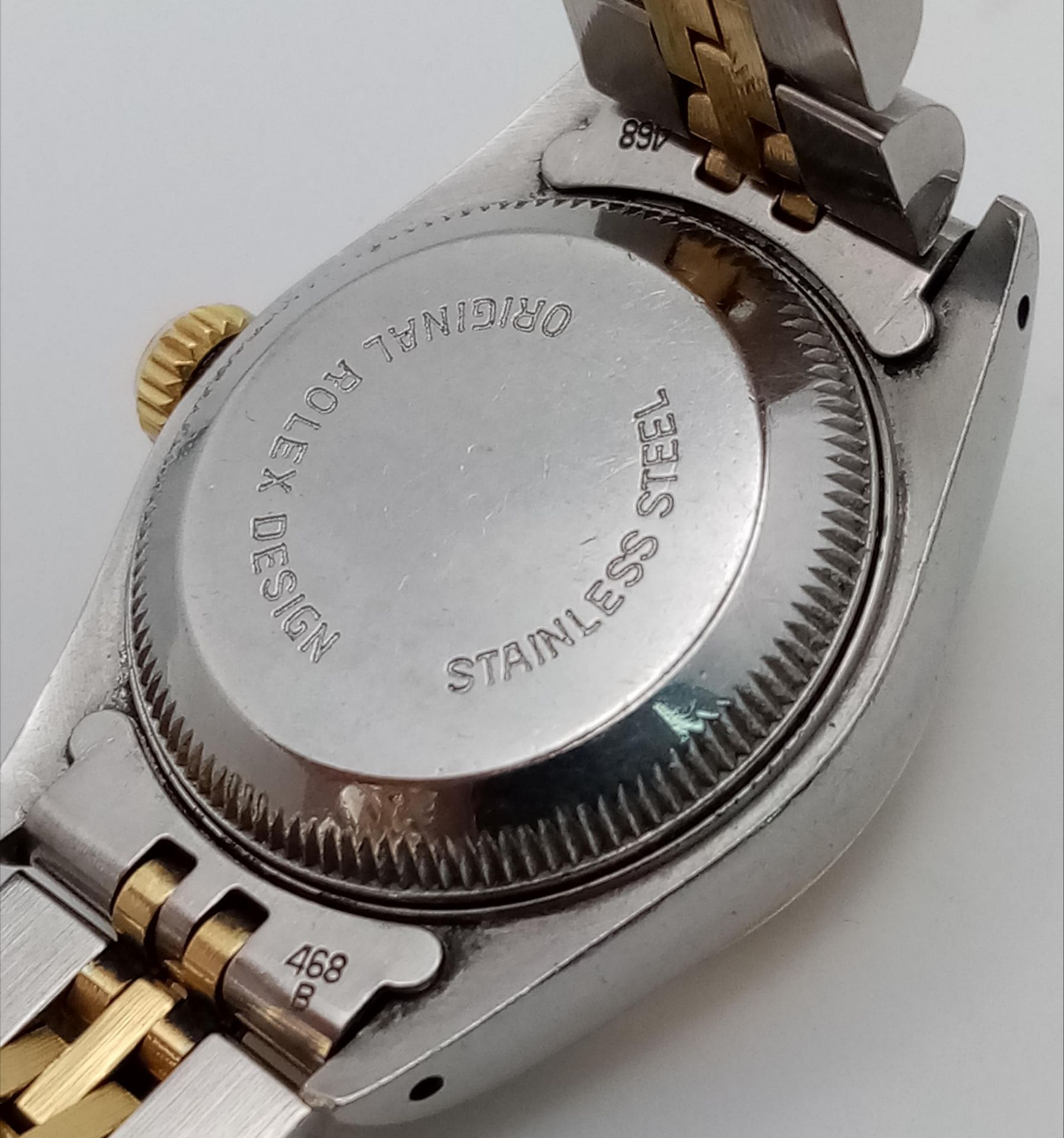 A Bi-Metal Rolex Oyster Perpetual Datejust Ladies Watch. 18K gold bracelet and case - 26mm. NOTE: - Image 9 of 9