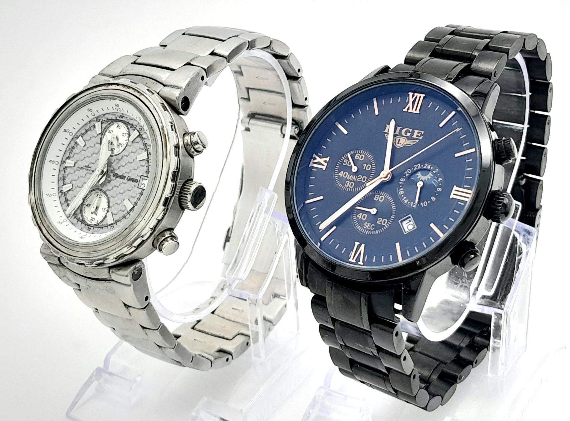 Two Mens Chronograph Watches Comprising; 1) A Stainless Steel Chronograph Date Watch by Ultimate - Image 3 of 5