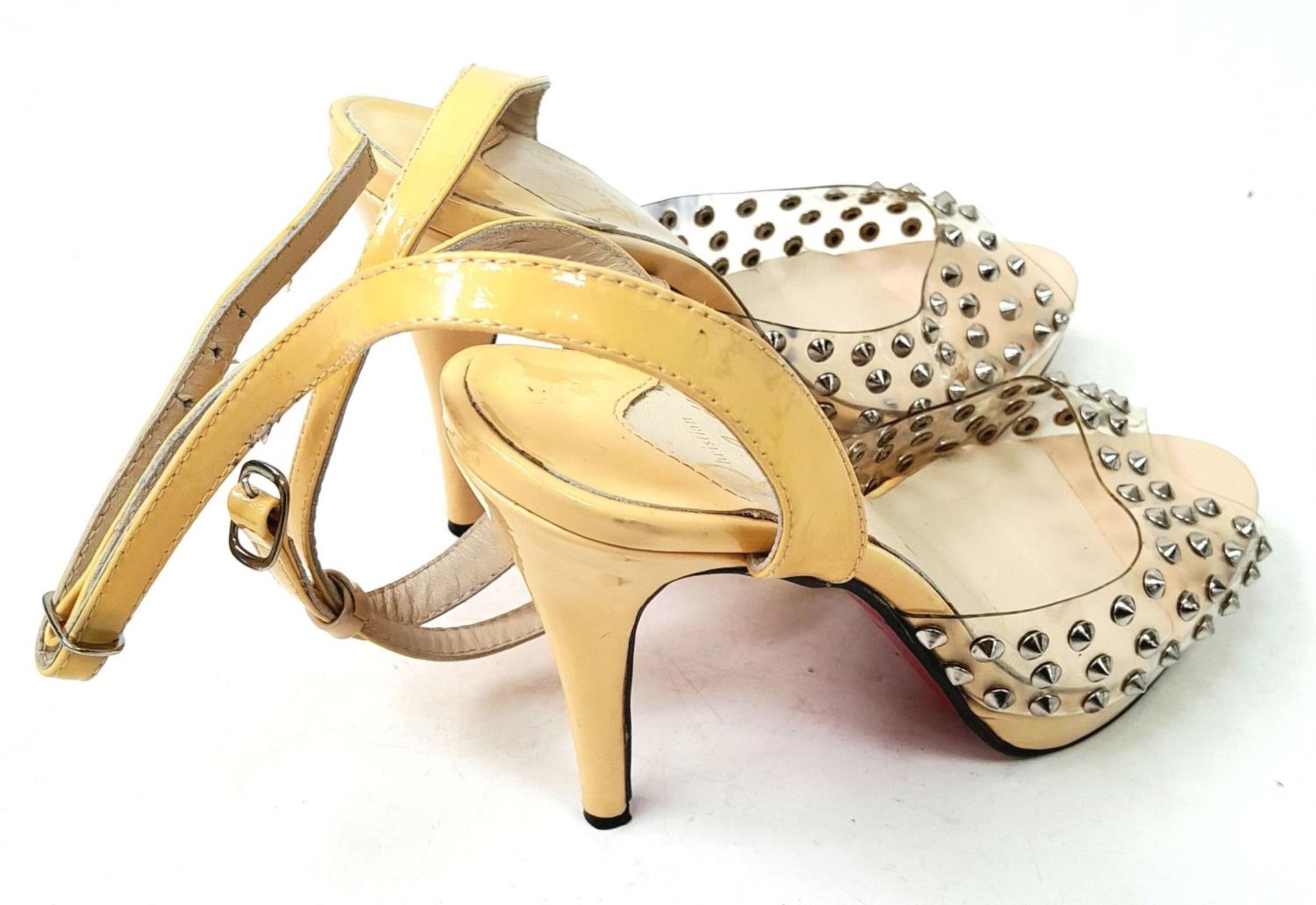 A pair of lightly used high heel (4inch) shoes by Louboutin. - Image 2 of 8