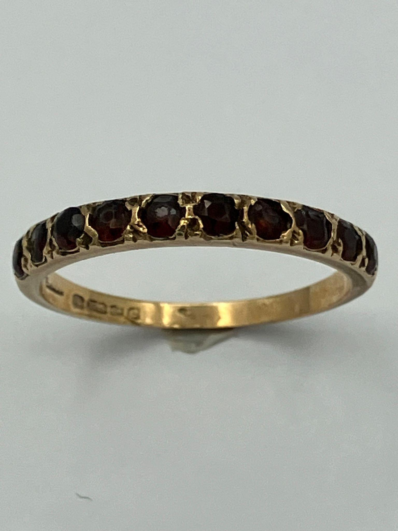 Impressive 9 carat GOLD RING having 10 x GARNETS Mounted to top.Full UK hallmark.Presented in ring - Image 2 of 2