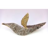 A Diamond Two Tone Leaf Cluster Brooch with 2ctw of Diamonds. Set in 925 Silver. 6g total weight.