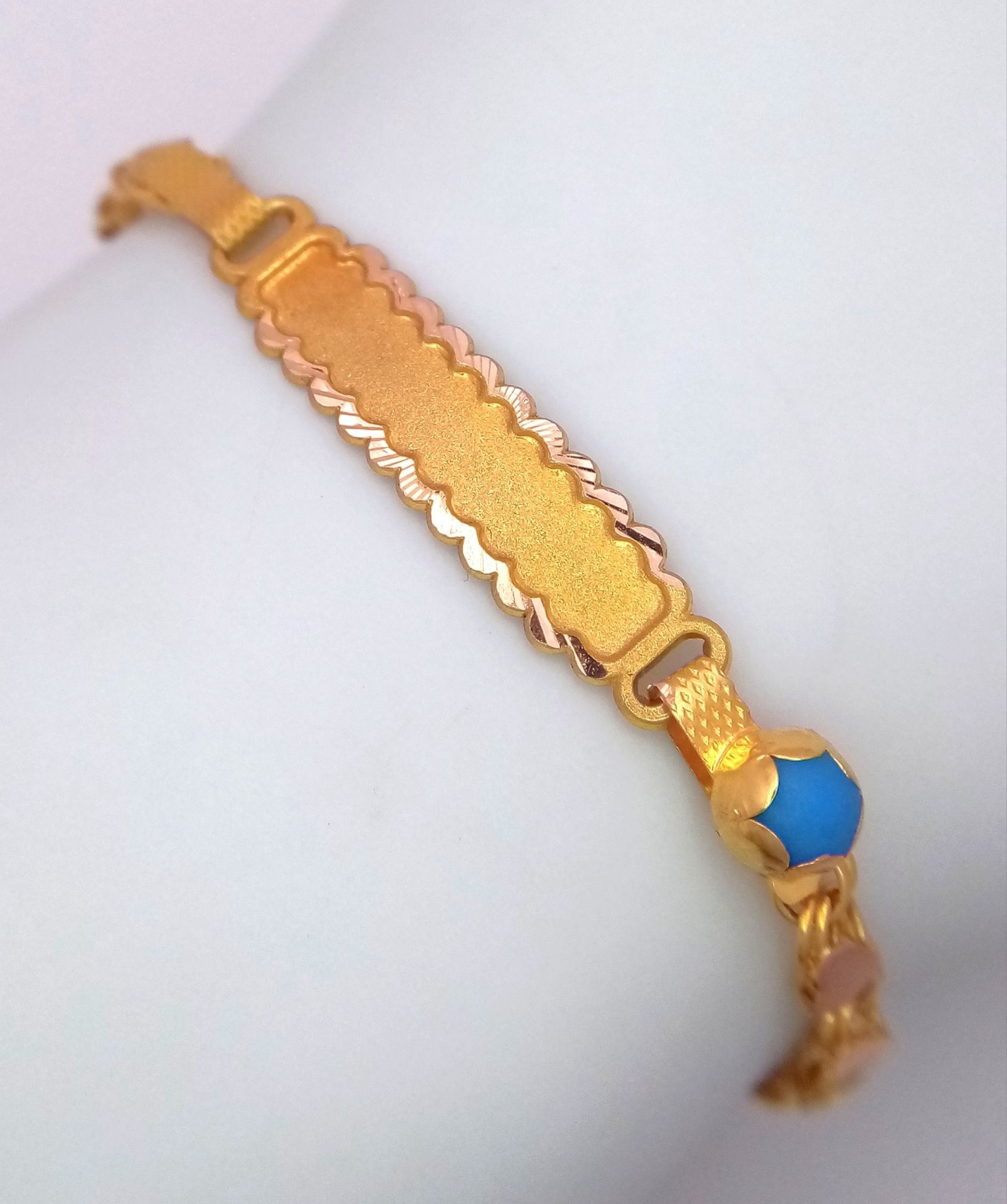 A Babies 14K Gold Identity Bracelet. 12cm. 1.6g - Bild 2 aus 5