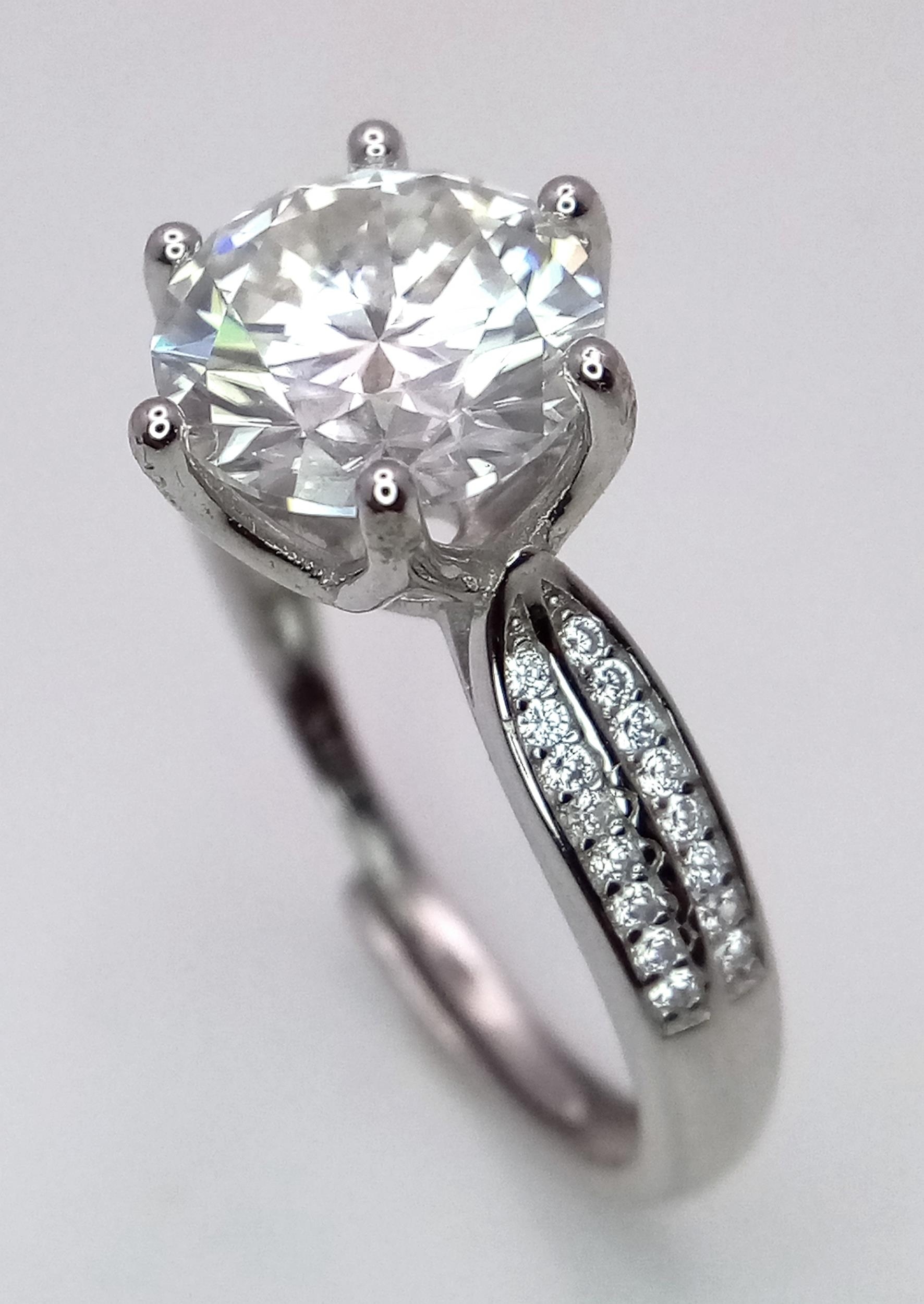 A 3ct Moissanite Ring set in 925 Silver. Size P. Comes with a GRA certificate. - Image 3 of 9