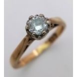 A 9K Yellow Gold Diamond Solitaire Ring. 0.25ct diamond. Size J. 2g total weight.