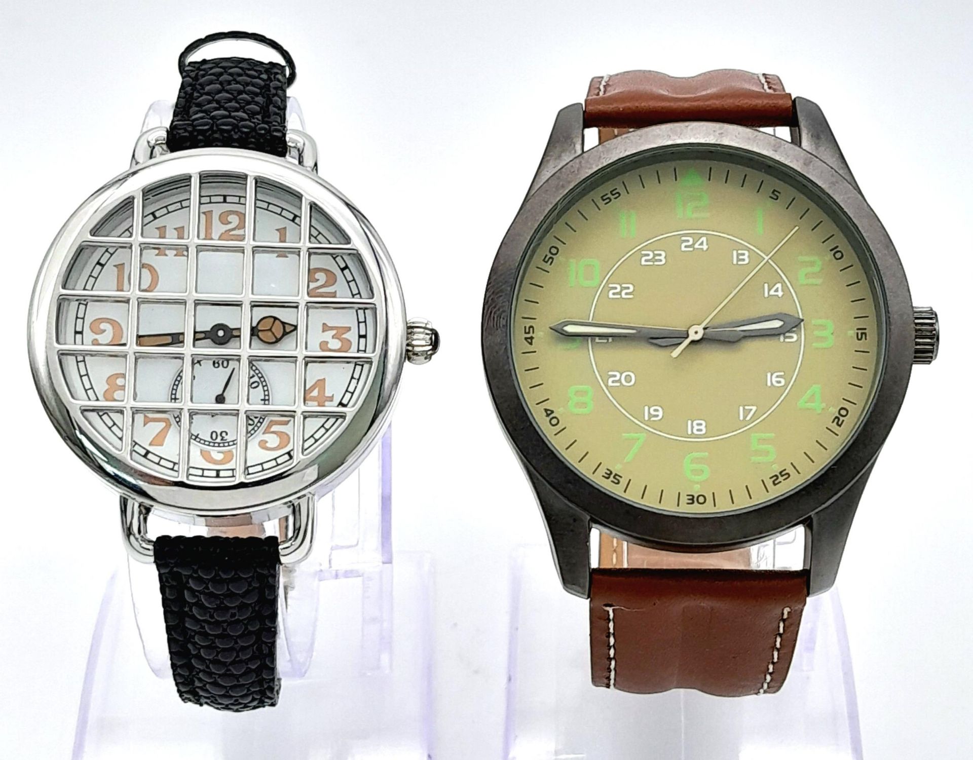 Two Unworn, Leather Strapped, Military Homage Watches in their original metal boxes. Comprising 1) A