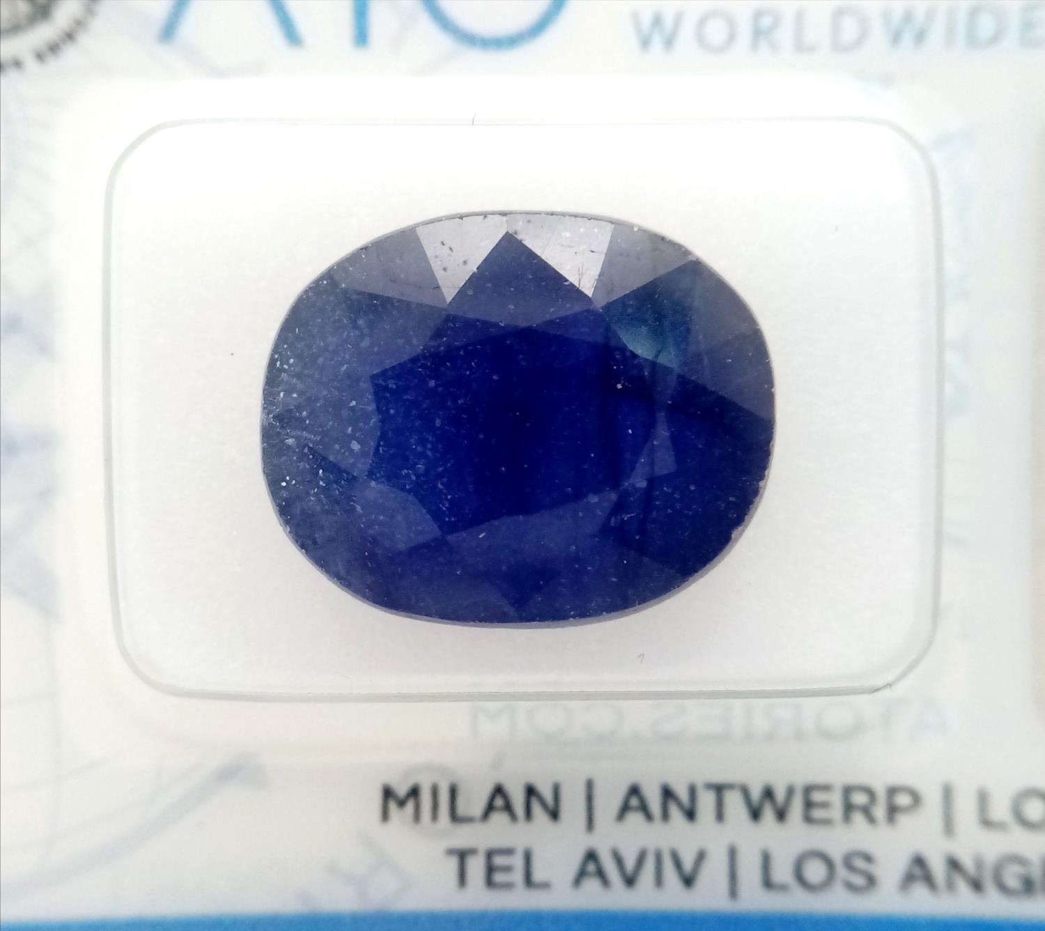 A Natural 11.63ct Blue Sapphire - AIG Milan Certified and Sealed.