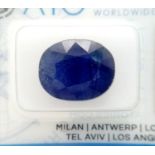 A Natural 11.63ct Blue Sapphire - AIG Milan Certified and Sealed.