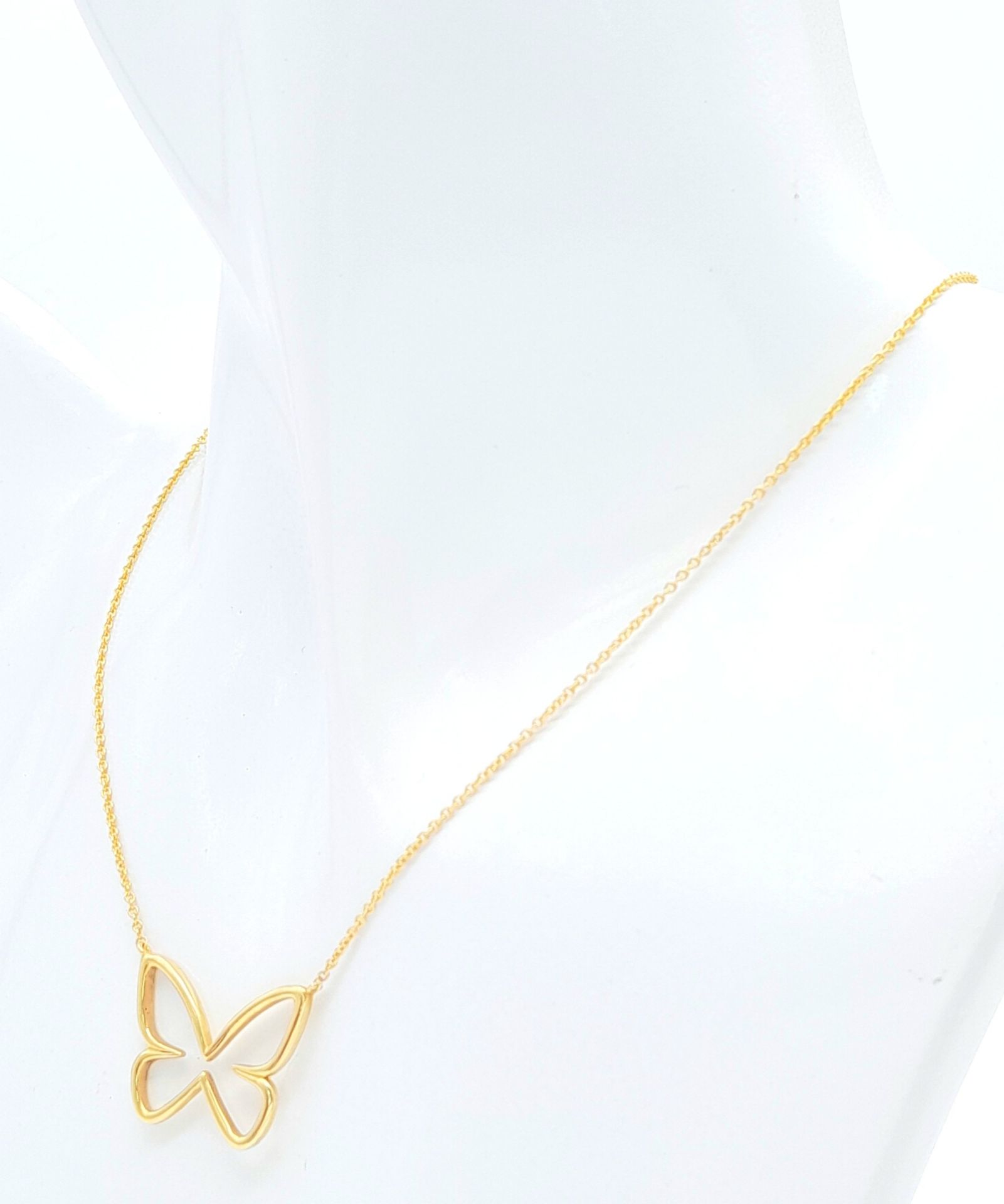 A 18ct Yellow Gold "Browns" Designer Butterfly Necklace, 18” length, 4.7g weight, approx 21mm x 16mm - Bild 3 aus 7