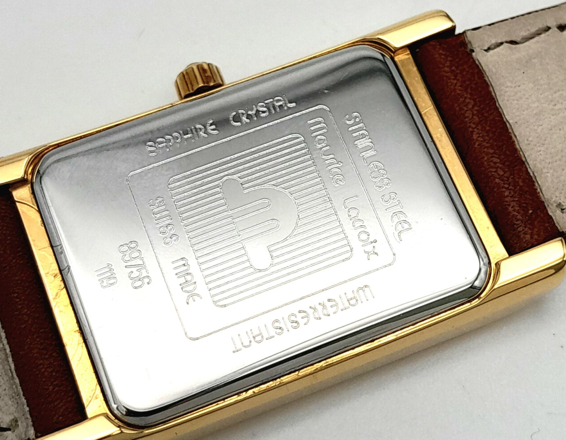 An Excellent Condition, Vintage, Maurice Lacroix Gold Plated Tank Style Date Watch. New Battery - Bild 6 aus 10