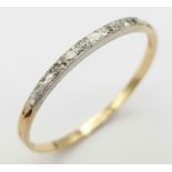 A 9K (TESTED AS) YELLOW GOLD DIAMOND BAND RING 0.6G SIZE P. ref: SPAS 9024