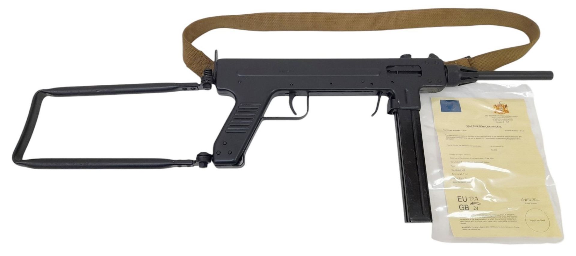 A Deactivated Danish Madsen M46 9mm Sub Machine Gun. Introduced in 1946 and replaced in 1950 with - Bild 2 aus 6